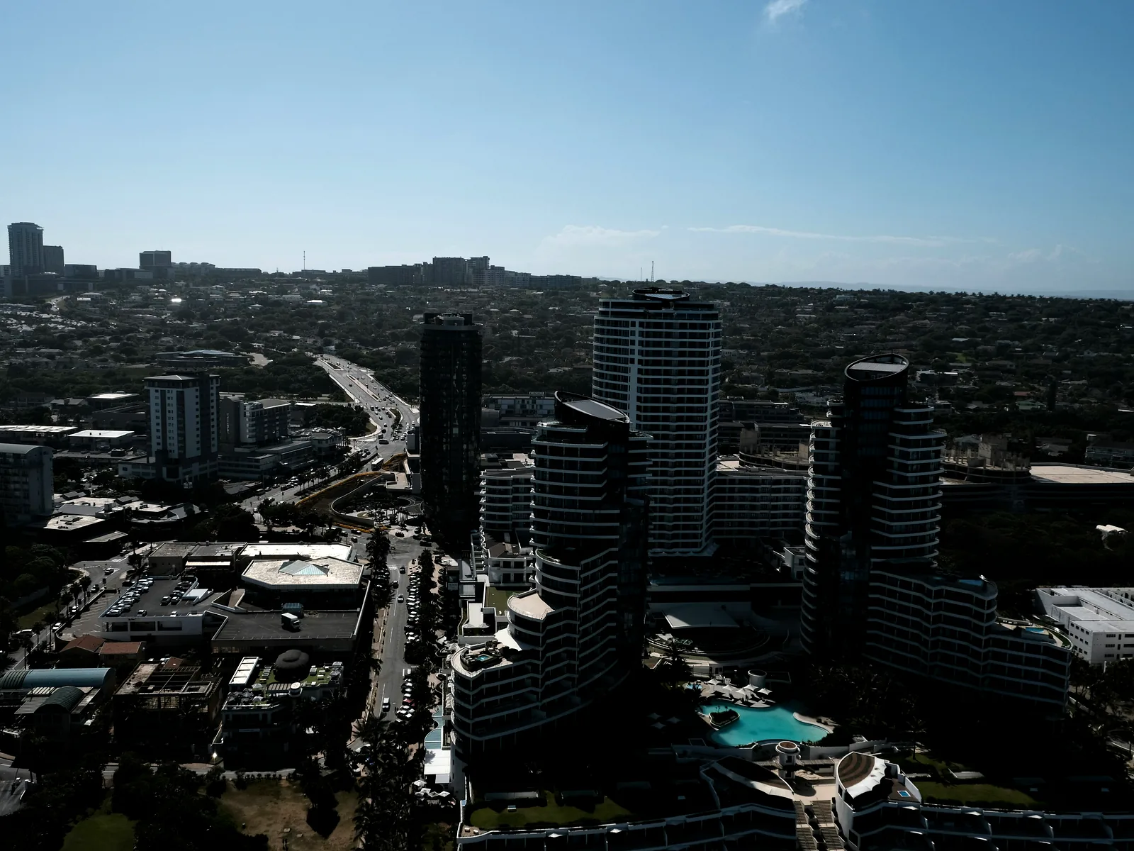 Aerial view of central Umhlanga and Umhlanga Ridge near Prestondale and Somerset Park