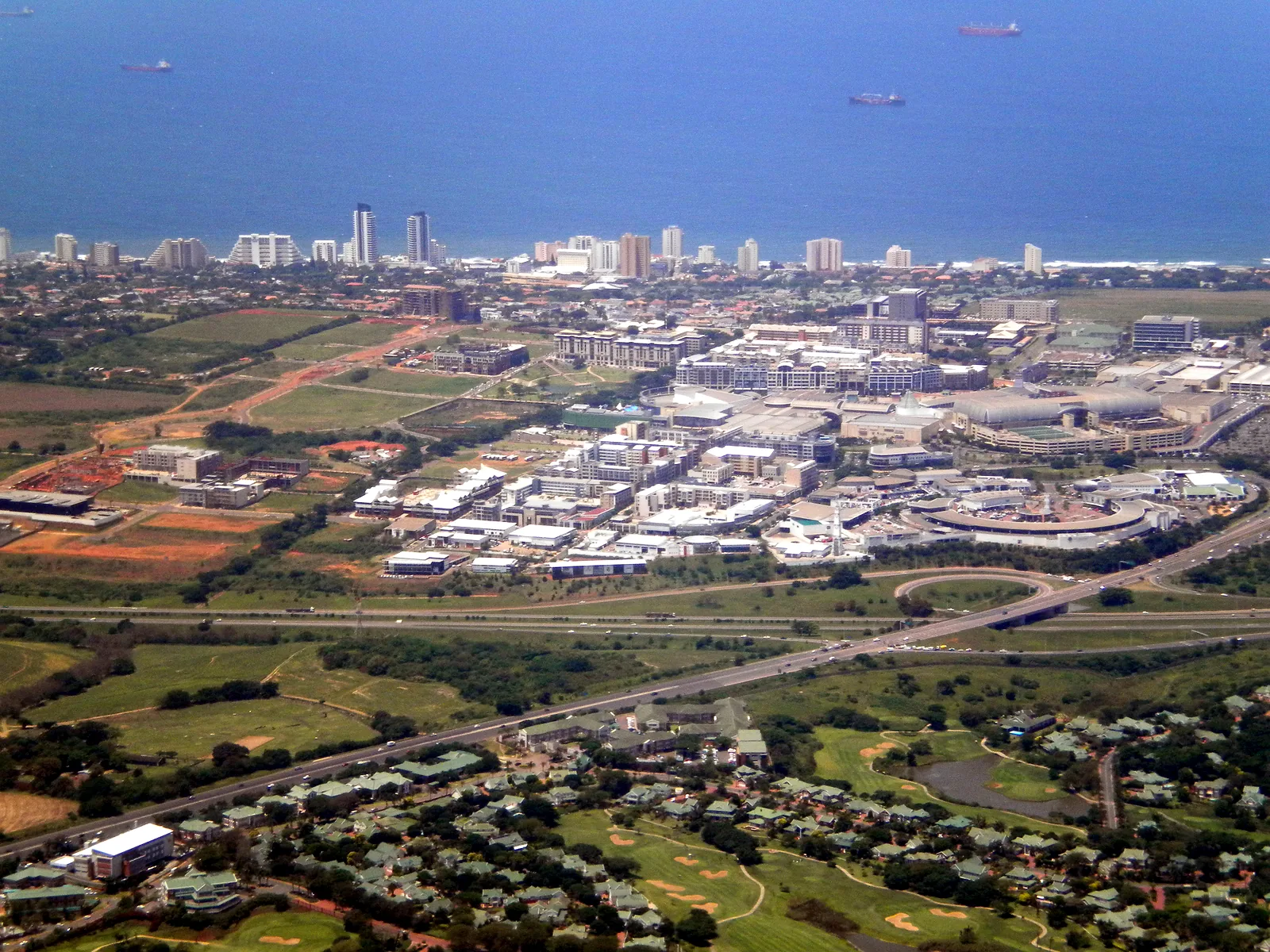 Aerial view over Umhlanga Ridge and northern suburbs near Sunningdale