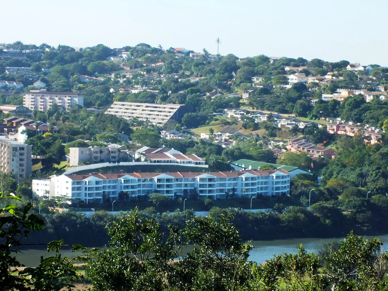Aerial view over homes in Umgeni Park beside the Umgeni River