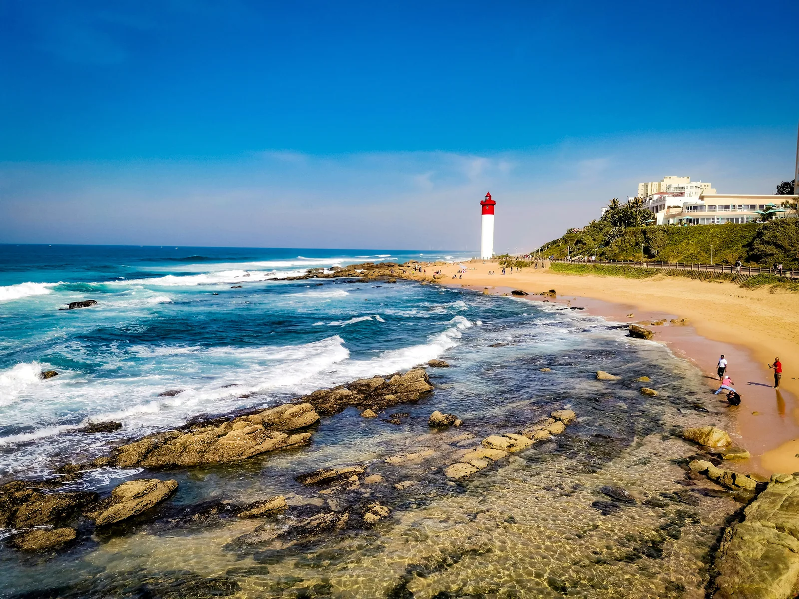 Umhlanga lighthouse and rocky beach on the KwaZulu-Natal coast