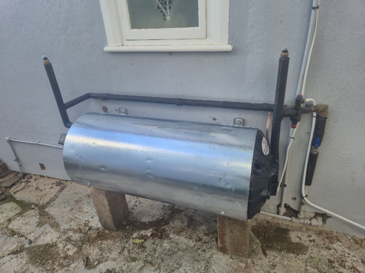 Burst geyser replaced and relocated