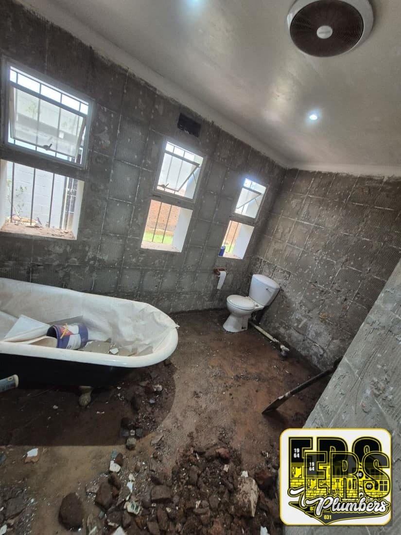 Bathroom stripped back for new plumbing, waterproofing and finishes