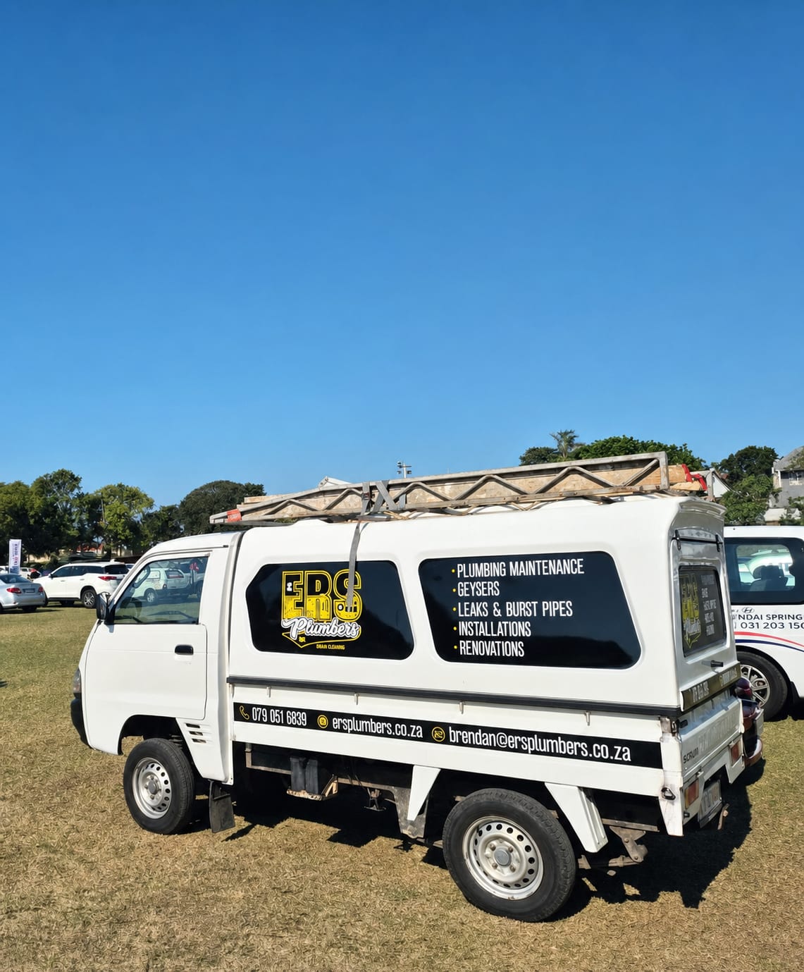Branded ERS Plumbers bakkie ready for Durban North plumbing callouts